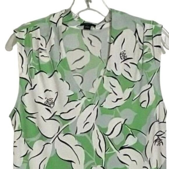 Ann Taylor Factory Lightweight Sleeveless Small Blouse Green Floral Print EUC - Picture 2 of 8
